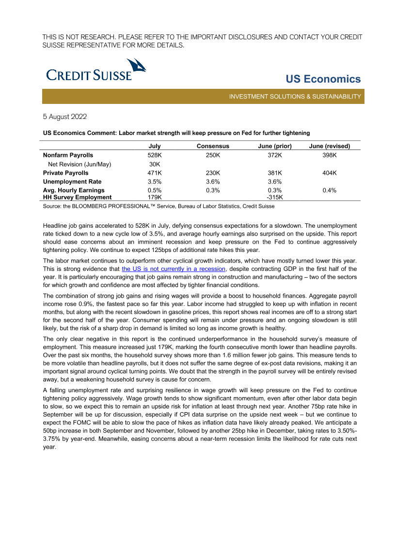 US Economics Comment Labor market strength will keep pressure on Fed for further tighteningUS Economics Comment Labor market strength will keep pressure on Fed for further tightening_1.png